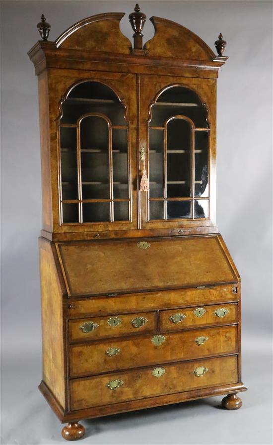 An 17th/18th century walnut bureau bookcase, W.3ft 11in. D.2ft 1in. H.8ft 1in.